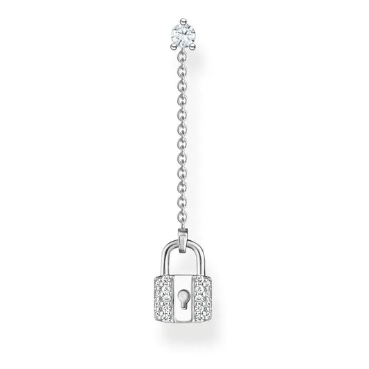 Thomas Sabo Sterling Silver Single Love Lock Drop Earring With White Zirconia Stones H2213-051-14