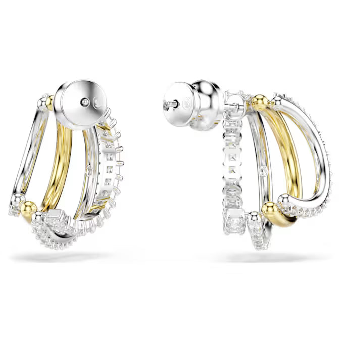 Swarovski Hyperbola Hoop Earrings Mixed Cuts, Mini, White, Mixed Metal Finish 5689718