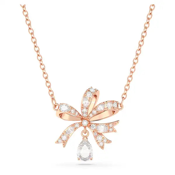 Swarovski Hyperbola necklace Bow, Small, White, Rose gold-tone plated 5656741