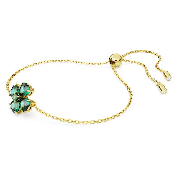 Swarovski Idyllia bracelet Mixed cuts, Clover, Green, Gold-tone plated 5666585