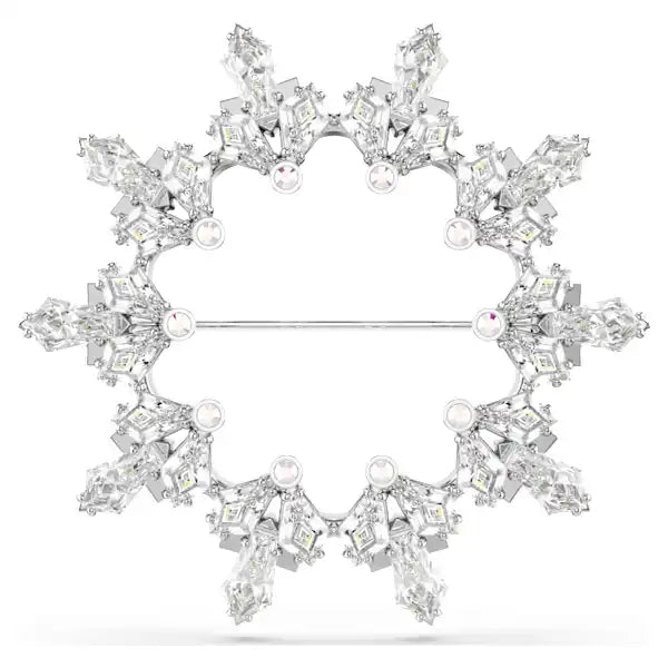 Swarovski New Idyllia brooch Mixed cuts, Snowflake, White, Rhodium plated 5705397