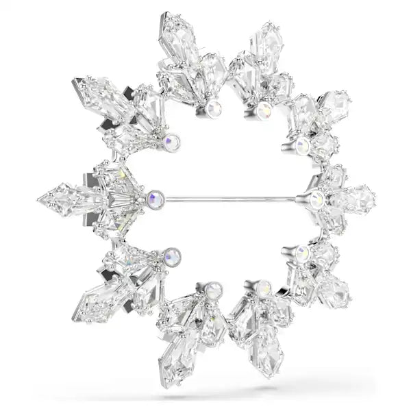 Swarovski New Idyllia brooch Mixed cuts, Snowflake, White, Rhodium plated 5705397