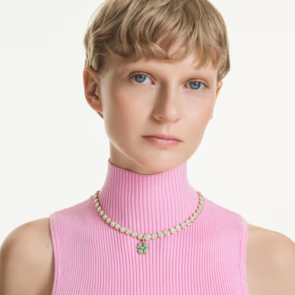 Swarovski Idyllia Charm Mixed Cuts, Clover, Green, 18k Gold-Plated finish 5743130
