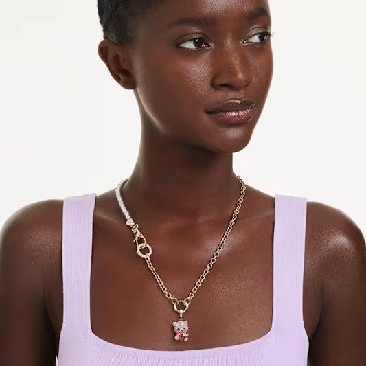 Swarovski Idyllia Charm Mixed Cuts, Teddy, Pink, 18k Gold-Plated finish 5738357