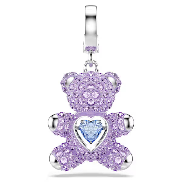 Swarovski Idyllia Charm Mixed Cuts, Teddy, Purple, Rhodium Plated 5745610