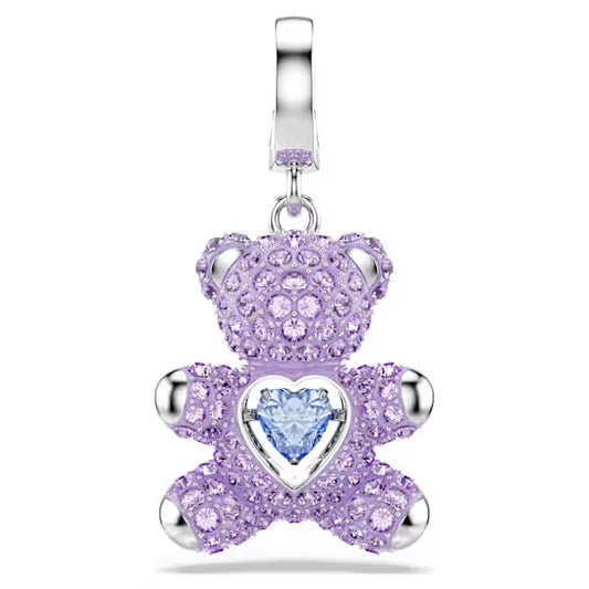 Swarovski Idyllia Charm Mixed Cuts, Teddy, Purple, Rhodium Plated 5745610