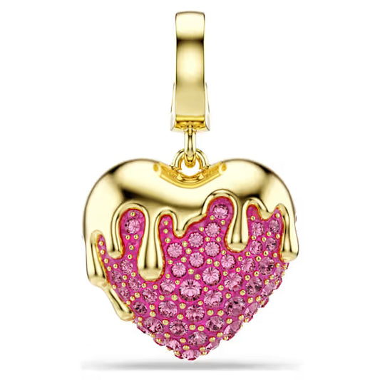Swarovski Idyllia Charm Round Cut, Heart, Pink, 18k Gold-Plated Finish 5742953