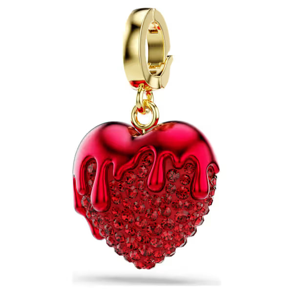 Swarovski Idyllia Charm Round Cut, Heart, Red, 18k Gold-Plated Finish 5742994