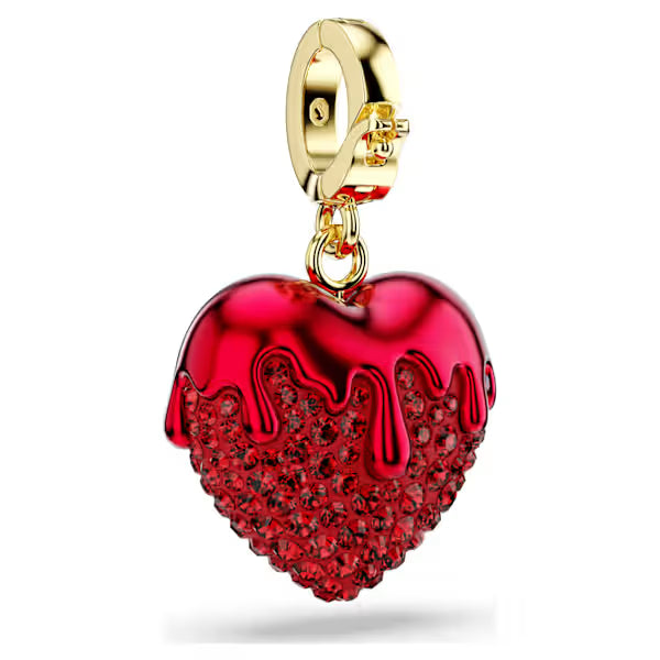 Swarovski Idyllia Charm Round Cut, Heart, Red, 18k Gold-Plated Finish 5742994