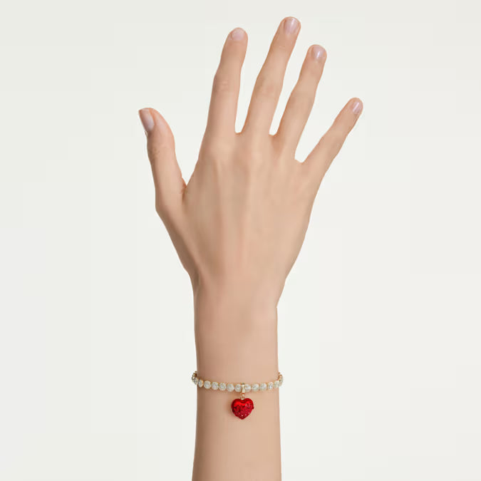 Swarovski Idyllia Charm Round Cut, Heart, Red, 18k Gold-Plated Finish 5742994