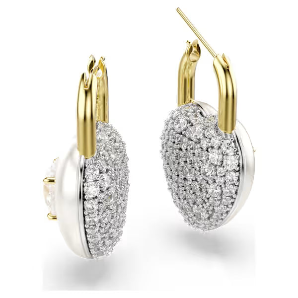 Swarovski Idyllia Drop Earrings Mixed Cuts, Heart, White, 18k Gold-Plated Finish 5737297