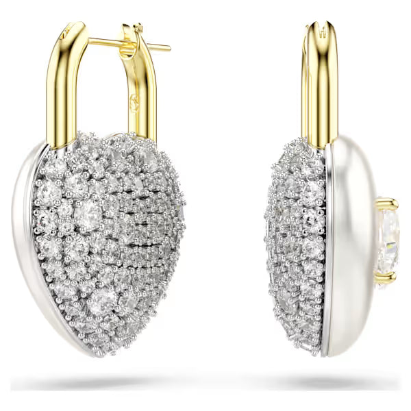 Swarovski Idyllia Drop Earrings Mixed Cuts, Heart, White, 18k Gold-Plated Finish 5737297