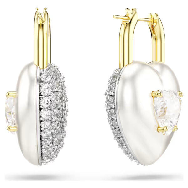 Swarovski Idyllia Drop Earrings Mixed Cuts, Heart, White, 18k Gold-Plated Finish 5737297