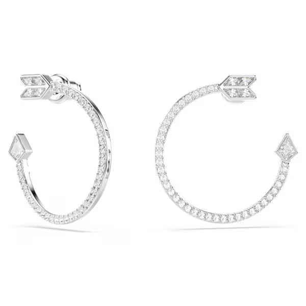 Swarovski Idyllia Hoop Earrings Mixed Cuts, Arrow, White, Rhodium Plated 5741522