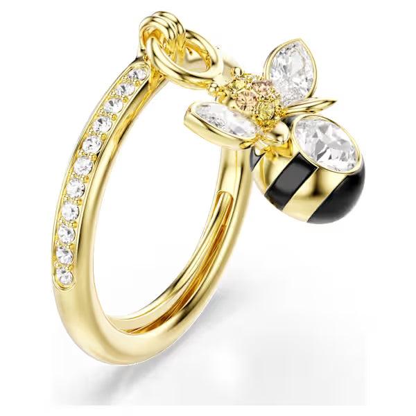 Swarovski Idyllia Motif Ring Mixed Cuts, Bee, Multicoloured, 18k Gold-Plated Finish 5748152 5748153