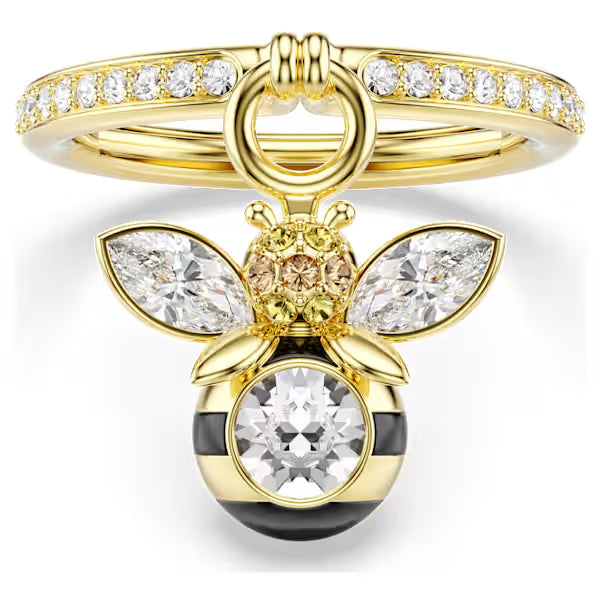 Swarovski Idyllia Motif Ring Mixed Cuts, Bee, Multicoloured, 18k Gold-Plated Finish 5748152 5748153