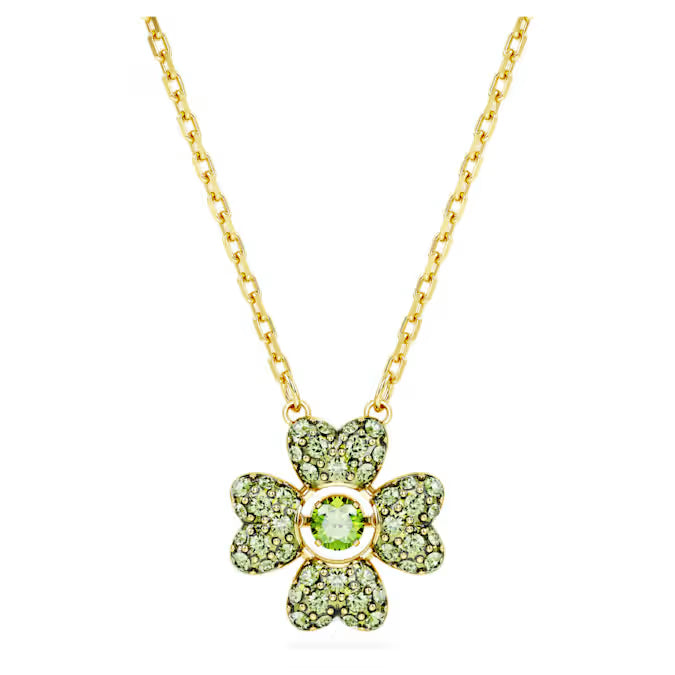Swarovski Idyllia Pendant Clover, Green, Gold-Tone Plated 5671144