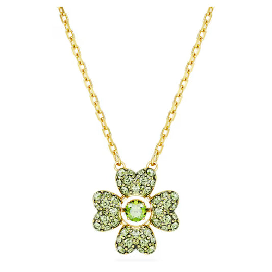 Swarovski Idyllia Pendant Clover, Green, Gold-Tone Plated 5671144
