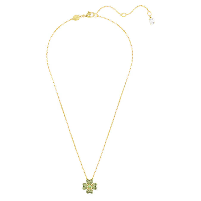 Swarovski Idyllia Pendant Clover, Green, Gold-Tone Plated 5671144