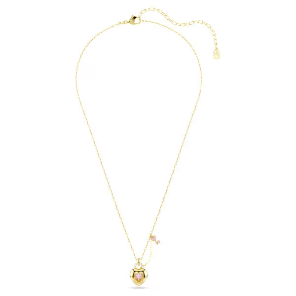 Swarovski Necklace Idyllia Pendant Mixed Cuts, Heart, Key, Pink, 18k gold-Plated finish 5737288