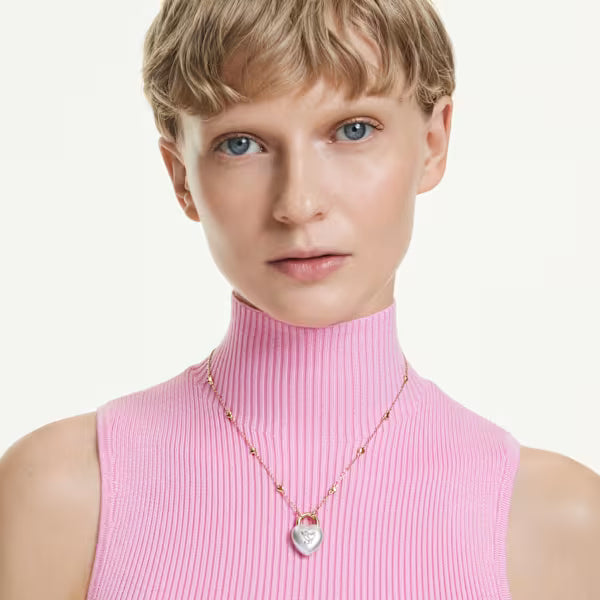 Swarovski Necklace Idyllia Pendant Mixed Cuts, Heart, White, 18k gold-Plated finish 5744127