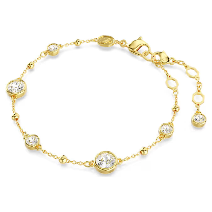 Swarovski Imber Bracelet Round Cut, Scattered Design, White, Gold-Tone Plated 5680094