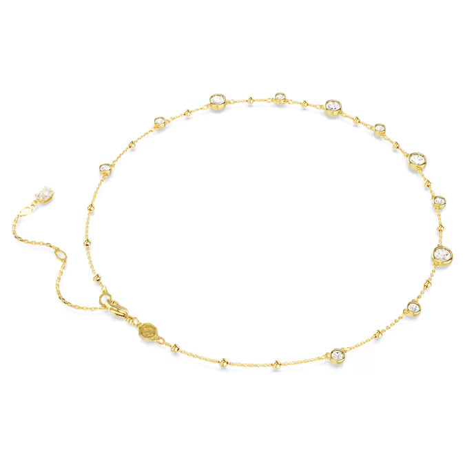 Swarovski Imber necklace Round cut, Scattered design, White, Gold-tone plated 5680090