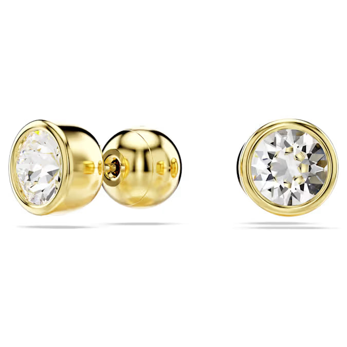 Swarovski Imber Stud Earrings Round Cut, White, Gold-Tone Plated 5681552