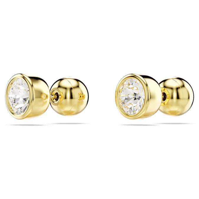 Swarovski Imber Stud Earrings Round Cut, White, Gold-Tone Plated 5681552