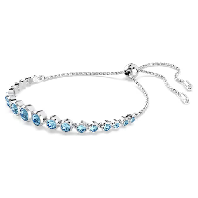 Swarovski Imber Tennis Bracelet Mixed Round Cuts, Blue, Rhodium Plated 5719282