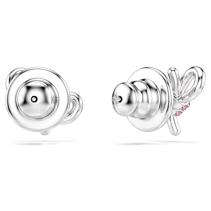 Swarovski Lifelong Bow Stud Earrings Bow, Pink, Rhodium Plated 5723557