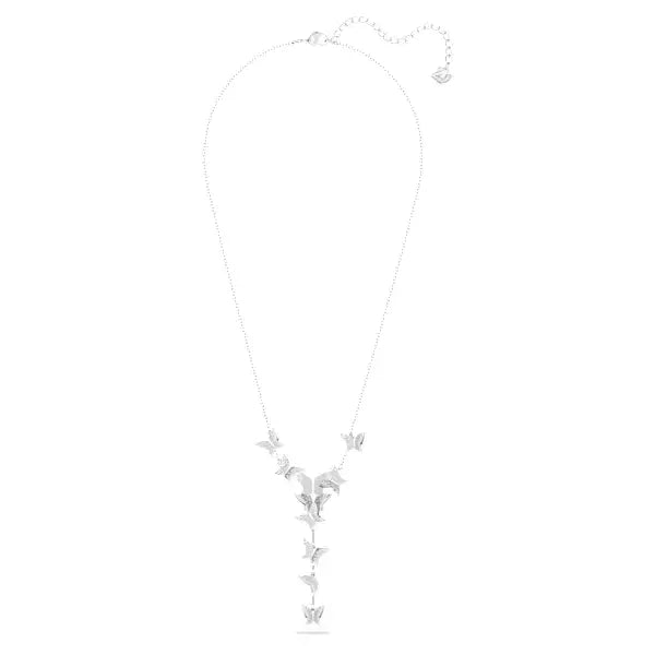 Swarovski Lilia Y necklace Butterfly, White, Rhodium plated 5636415