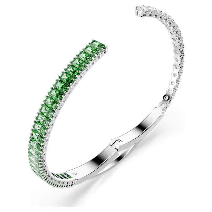 Swarovski Matrix Bangle Mixed Cuts, Green, Rhodium Plated 5722461
