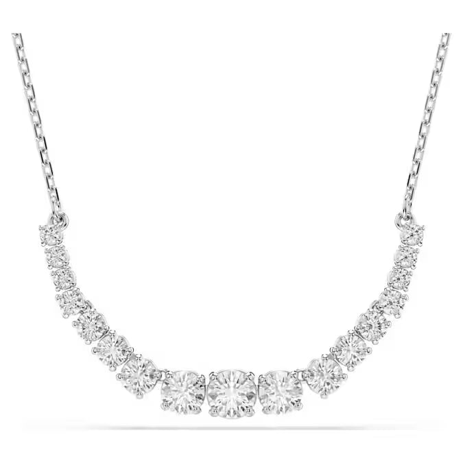 Swarovski Matrix necklace Gradient of round cuts, White, Rhodium plated 5705396