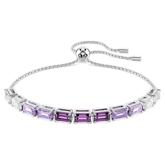 Swarovski Matrix Tennis Bracelet Baguette Cut, Purple, Rhodium Plated 5707199