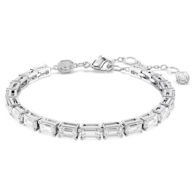 Swarovski Matrix Tennis Bracelet Baguette Cut, White, Rhodium Plated 5707200