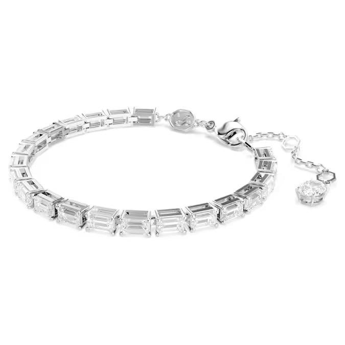 Swarovski Matrix Tennis Bracelet Baguette Cut, White, Rhodium Plated 5707200