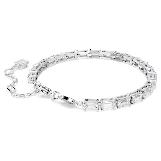 Swarovski Matrix Tennis Bracelet Baguette Cut, White, Rhodium Plated 5707200