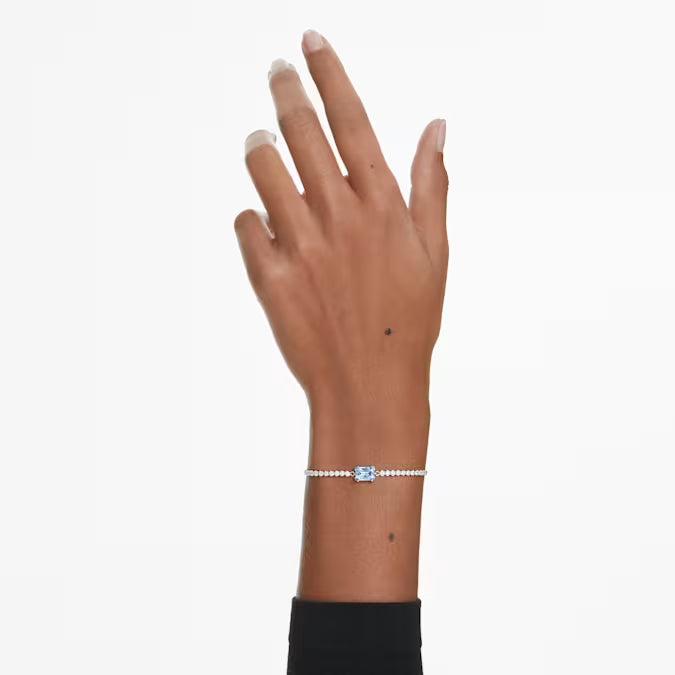 Swarovski Matrix Tennis Bracelet Mixed Cuts, Blue, Rhodium Plated 5693412