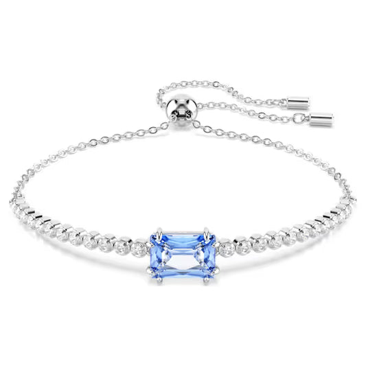 Swarovski Matrix Tennis Bracelet Mixed Cuts, Blue, Rhodium Plated 5693412