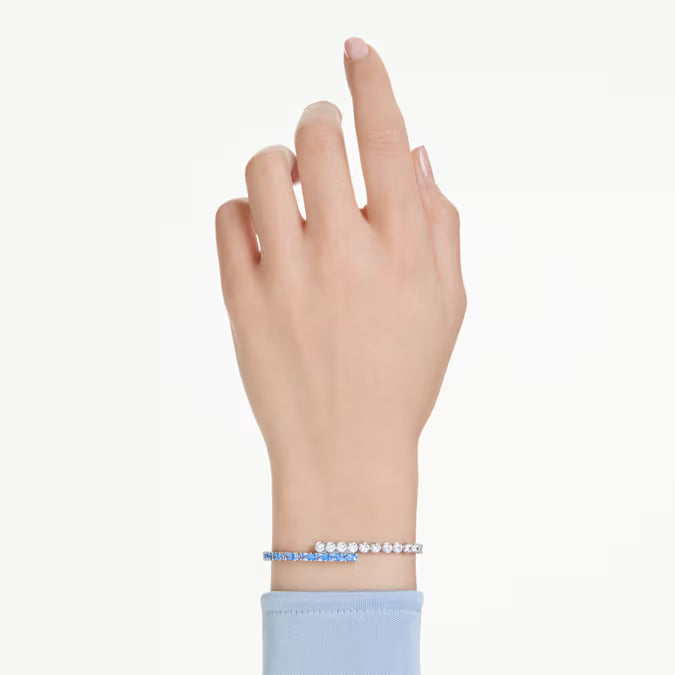 Swarovski Matrix Tennis Bracelet Mixed Cuts, Blue, Rhodium Plated 5732266