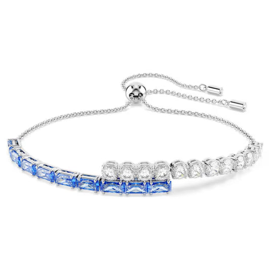Swarovski Matrix Tennis Bracelet Mixed Cuts, Blue, Rhodium Plated 5732266