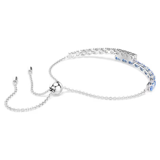 Swarovski Matrix Tennis Bracelet Mixed Cuts, Blue, Rhodium Plated 5732266