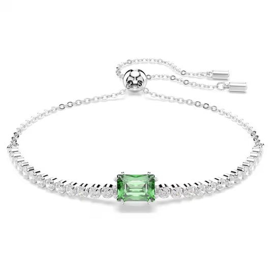 Swarovski Matrix Tennis Bracelet Mixed Cuts, Green, Rhodium Plated 5693411