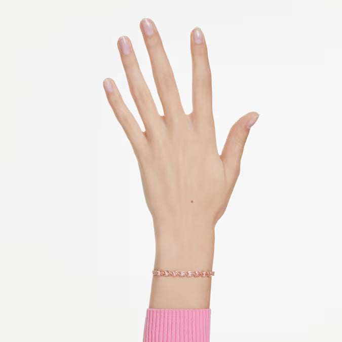Swarovski Matrix Tennis Bracelet Pear Cut, Pink, Gold-Tone Plated 5707187