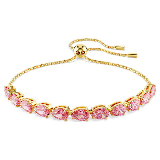 Swarovski Matrix Tennis Bracelet Pear Cut, Pink, Gold-Tone Plated 5707187