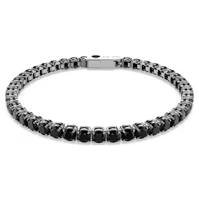 Swarovski Matrix Tennis Bracelet Round Cut, Black, Ruthenium Plated 5696030, 5696033