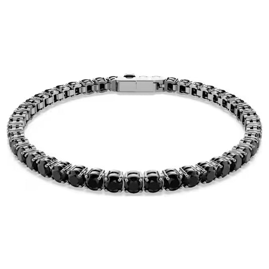 Swarovski Matrix Tennis Bracelet Round Cut, Black, Ruthenium Plated 5696030, 5696033