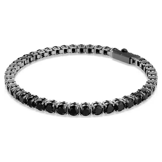 Swarovski Matrix Tennis Bracelet Round Cut, Black, Ruthenium Plated 5696030, 5696033