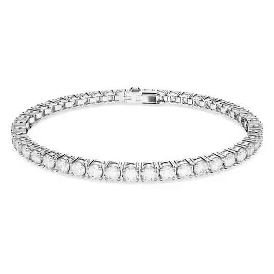 Swarovski Matrix Tennis Bracelet Round Cut, White, Rhodium Plated 5648938